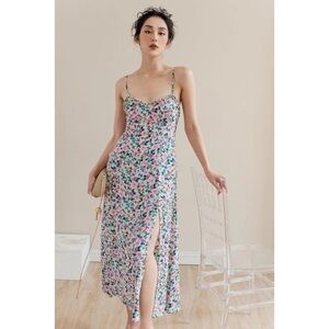 Zara FLOWER PRINTED MIDI DRESS SIZE M